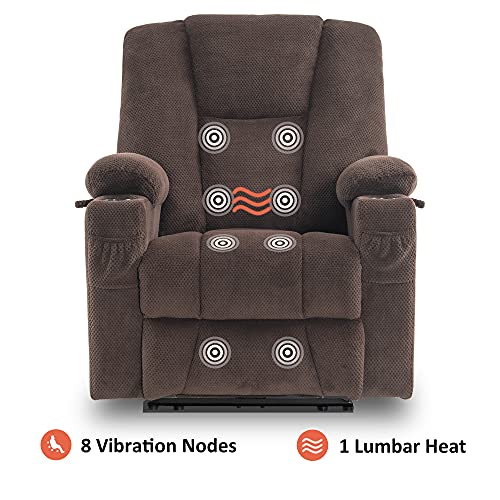 Mcombo Fabric Electric Power Recliner Chair With Heat And Massage, Cup Holders, Usb Ports, Extended Footrest, Cloth Powered Reclining For Living Room 8015 #TOP2