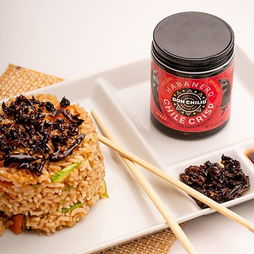 Don Chilio Hot Habanero Chile Crisp, 5 Oz., 2 Pack – Crunchy Sliced Habanero Fried Chili Peppers In Hot Seasoned Oil – Keto-Friendly, Vegan, Gluten Free – Use As Topping, Sauce, Condiment & Salsa #TOP6