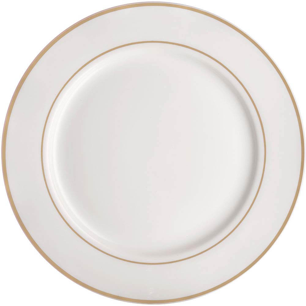 Ambition Serwis Obiadowy Aura Gold 18-elementowy Porcelanowy 6 Osobowy Biały Złoty Zestaw Obiadowy Komplet Talerzy