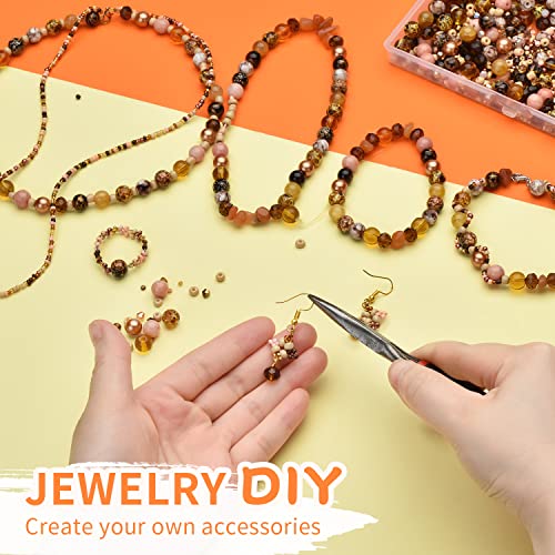 Image of Craft Crystal Beads Jewelry Making Kit, Shade Brown Beads Including 8 Types of Round Beads, with Bicone Beads, Rondelle Beads, Gravel Beads and Seed Beads for Bracelet Making