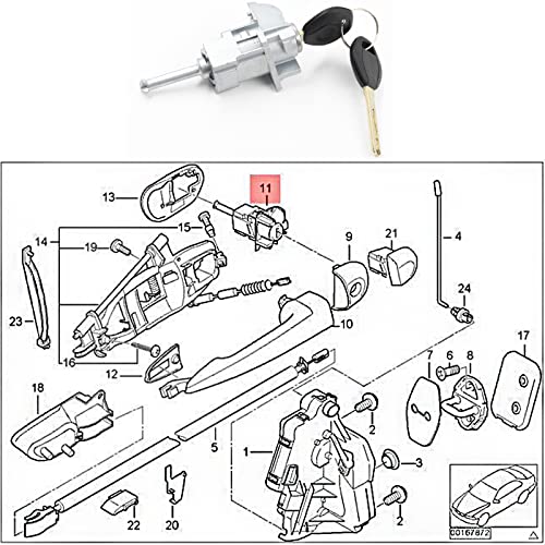 YUCKMZ Schließzylinder für linke Fahrzeugtür mit 2 Schlüssel Kompatibel mit BMW E46 325 330 M3 51217019975