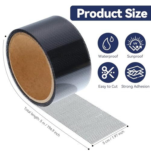 Fliegengitter Reparatur Klebeband,5 CM x 5 M Fliegengitter Reparaturband,Moskitonetz Reparatur,Ultradünnes Glasfaser,Selbstklebend Netz Klebeband für Fenster,Fliegengitter Löcher,Starker Kleber,Grau