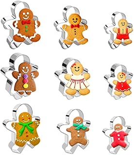 FAHIYAKU 9PCS Gingerbread Man Cookie Cutter Set - Christmas Gingerbread Man , Gingerbread Boy and Gingerbread Girl Cookie Cutter Set for Fondant DIY Baking (Large, Medium, Small)