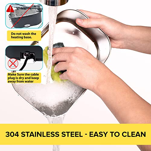 Upchef Electric Lunch Box Food Heater Portable Food Warmer 60W Heated Lunch Box 2 In 1 For Car Truck & Home Leak Proof 2 Compartments Removable 304 Stainless Steel Container, Fork, Spoon (Yellow) #TOP2