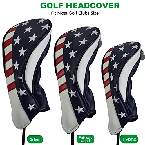 LAISUNTIM Golf Club Head Covers Set for Fits All Fairway and Driver Clubs,3Pcs Golf Club Headcovers Set with Interchangeable No. Tags 3 5 7 19 22 25 LS - Thumbnail 3