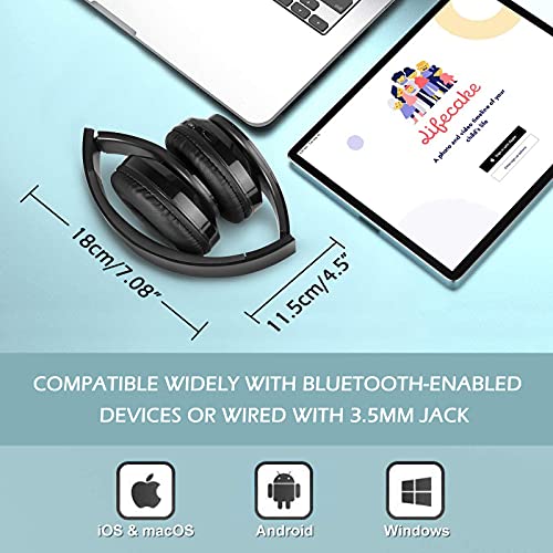 Sendowtek Cuffie Bluetooth Senza Fili Cuffie Wireless On-Ear con Microfono Stereo Pieghevoli e Ricarica Veloce Batteria Fino a 20 Ore per Phone PC Scuola (Nero) - Image 5
