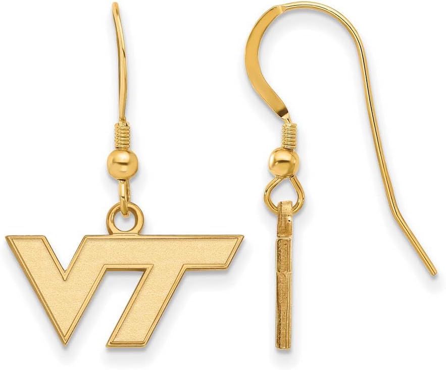 Virginia Tech Extra Small (3/8 Inch) Dangle Earrings Wire (Gold Plated)