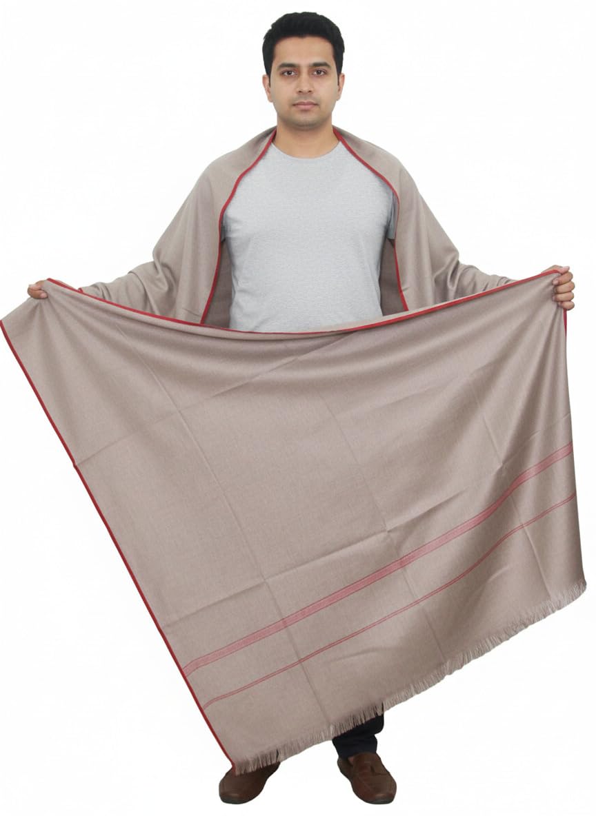 v vrinde Vrinde Beige Pashmina Self Design Men's Shawl KA-SWL-42-picture-14