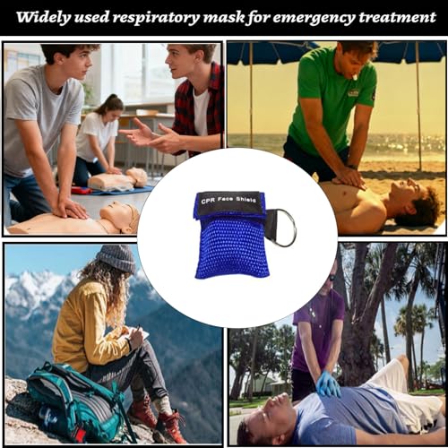 4 Stück Beatmungsmaske Erste Hilfe,Beatmungsmaske Schlüsselanhänger,CPR Maske Face Shield,Beatmungstuch,Mund zu Mund Beatmung Schutz,Eeignet für Die Notfallrettung(4 Farben)
