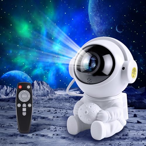 Fokky Sternenhimmel Projektor Astronaut Projektor, LED Nachtlicht Kinder 9 Nebelmodi 2 Sternenmodi Fernbedienung einstellbare, Astronaut sternenhimmel projektor mit Timer für...
