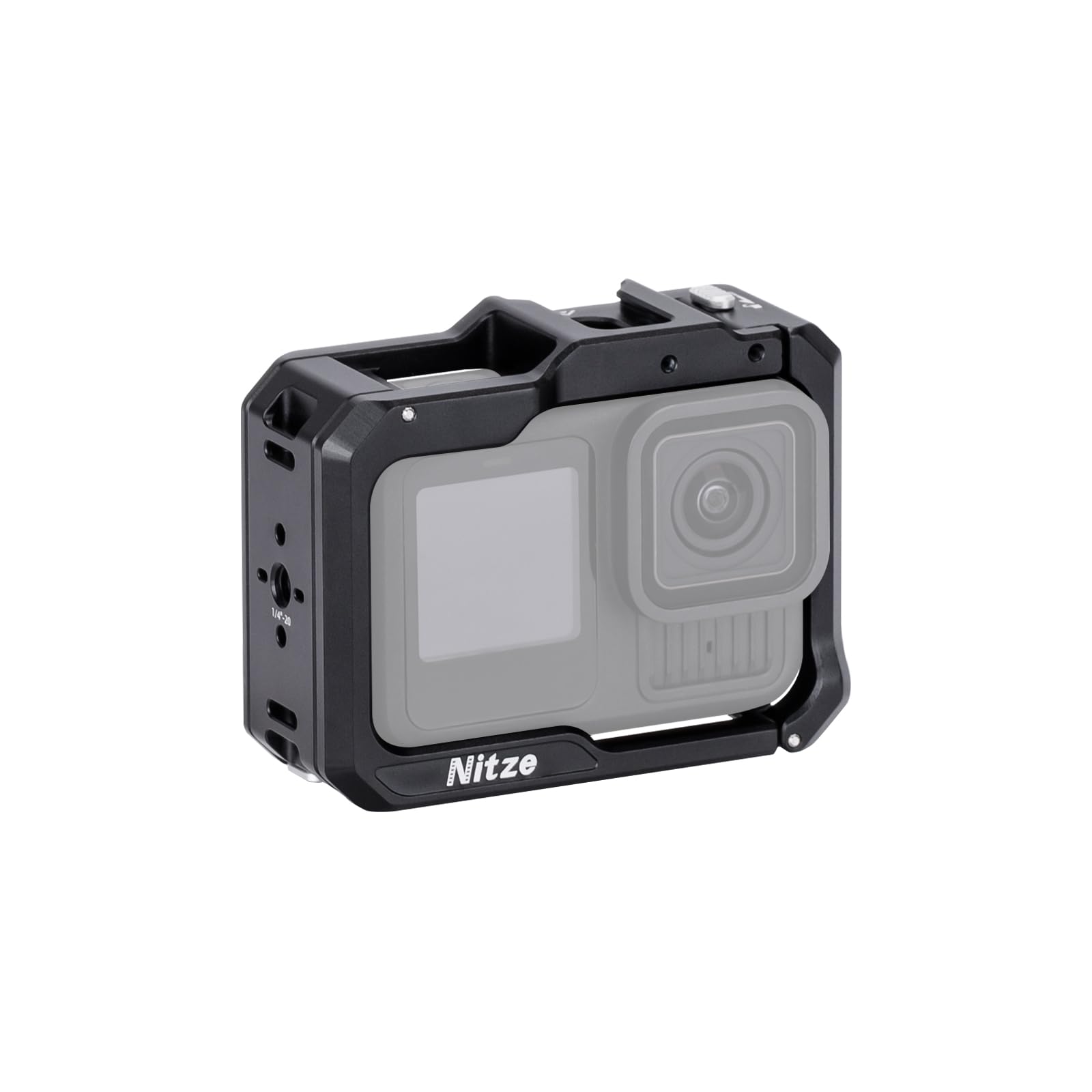 Nitze カメラケージ GoPro Hero 11用 ブラック - T-GP01A 並行輸入品 Nitze Cage for GoPro HERO 13⁄12 ⁄ 11⁄10 ⁄ 9 Camera, Camera Cage with  Magnetic Interface, 1⁄4\" Threaded Holes and 2 Cold Shoe for Microphone and  LED