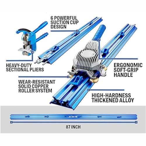 GYQSSD Manual Tile Cutter, Professional Large Format Tile Cutting Machine (Five Wear-Resistant Rollers) + Build-in Suction Cups Guide (2.2/2.3/3.0/3.8M) + Powerful Tile Pliers,2.2m