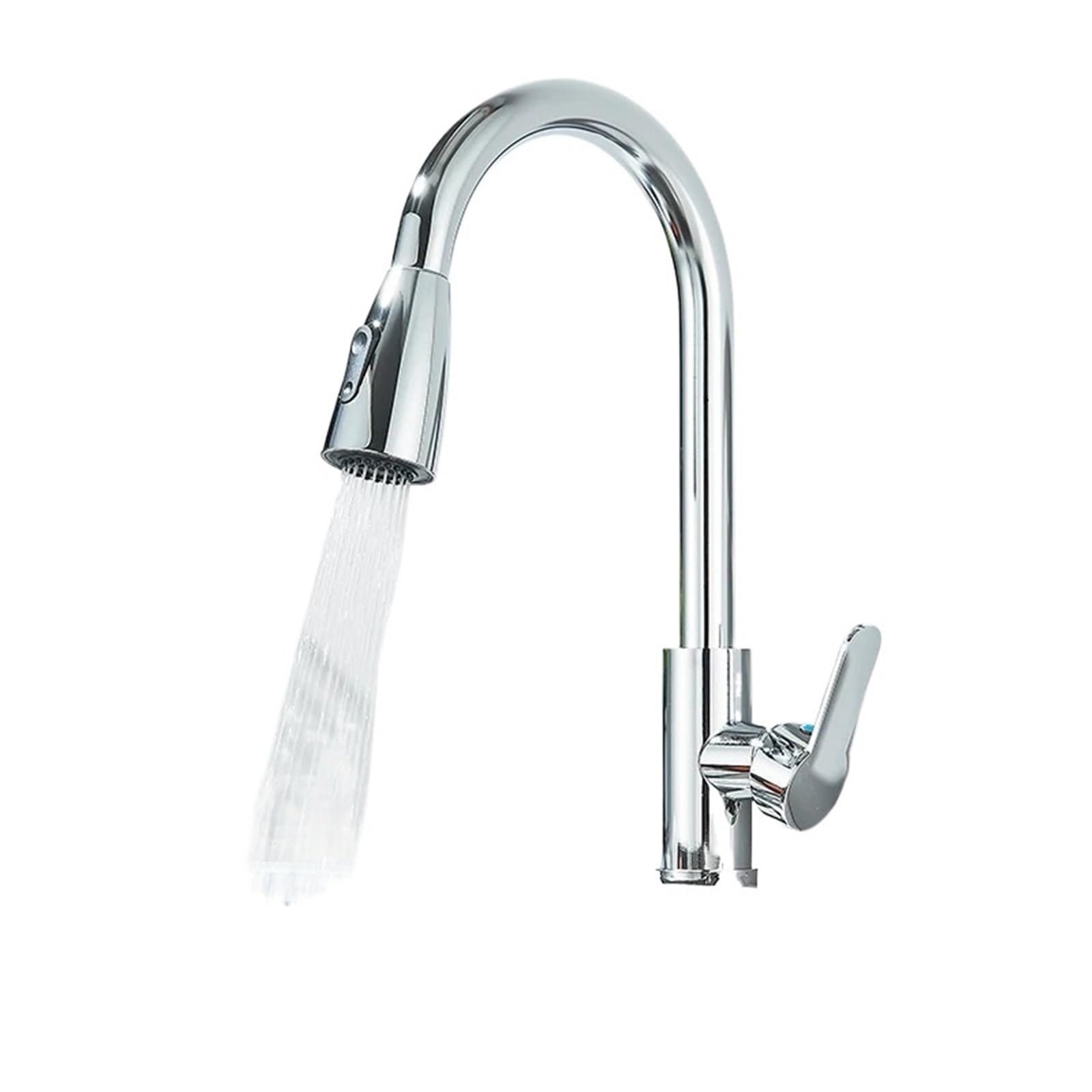 Rrypbovg Chrome Pull Out Faucet Kitchen Faucets Pull Out Tap Cold Hot Water Single Handle Mixer Deck Swivel Spray(Chrome)
