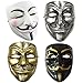 Ayaoch 4packs V for Vendetta Guy Mask Halloween Costume Cosplay Masquerade Prop Bar Party Masks Unisex(White Black Silver Golden)