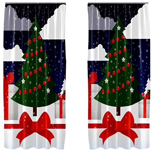 Cortinas de árbol de Navidad para decorar el salón familiar en invierno 2