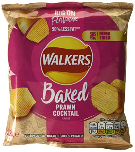 Walkers Oven Baked Prawn Cocktail Crisps, 6 x 22g