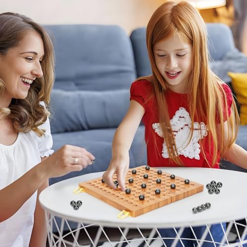 Juego de ajedrez magnético de madera con 30 bolitas metálicas miniatura 4