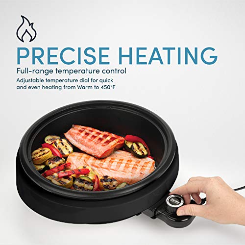 Aroma Housewares Asp-137B Grillet 3Qt. 3-In-1 Cool-Touch Electric Indoor Grill Portable, Dishwasher Safe, With 10 In. Nonstick Pan & Tempered Glass Lid, Black #TOP3