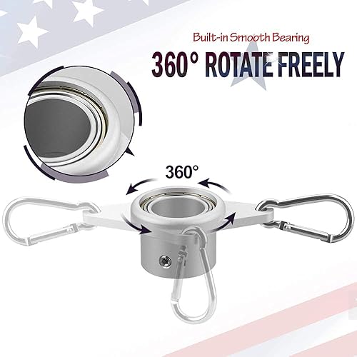 Miniatura 4 de Juego de anillos de asta de bandera con rodamientos, anillos de poste de bandera de aleación de aluminio, anillo de montaje de bandera giratorio de