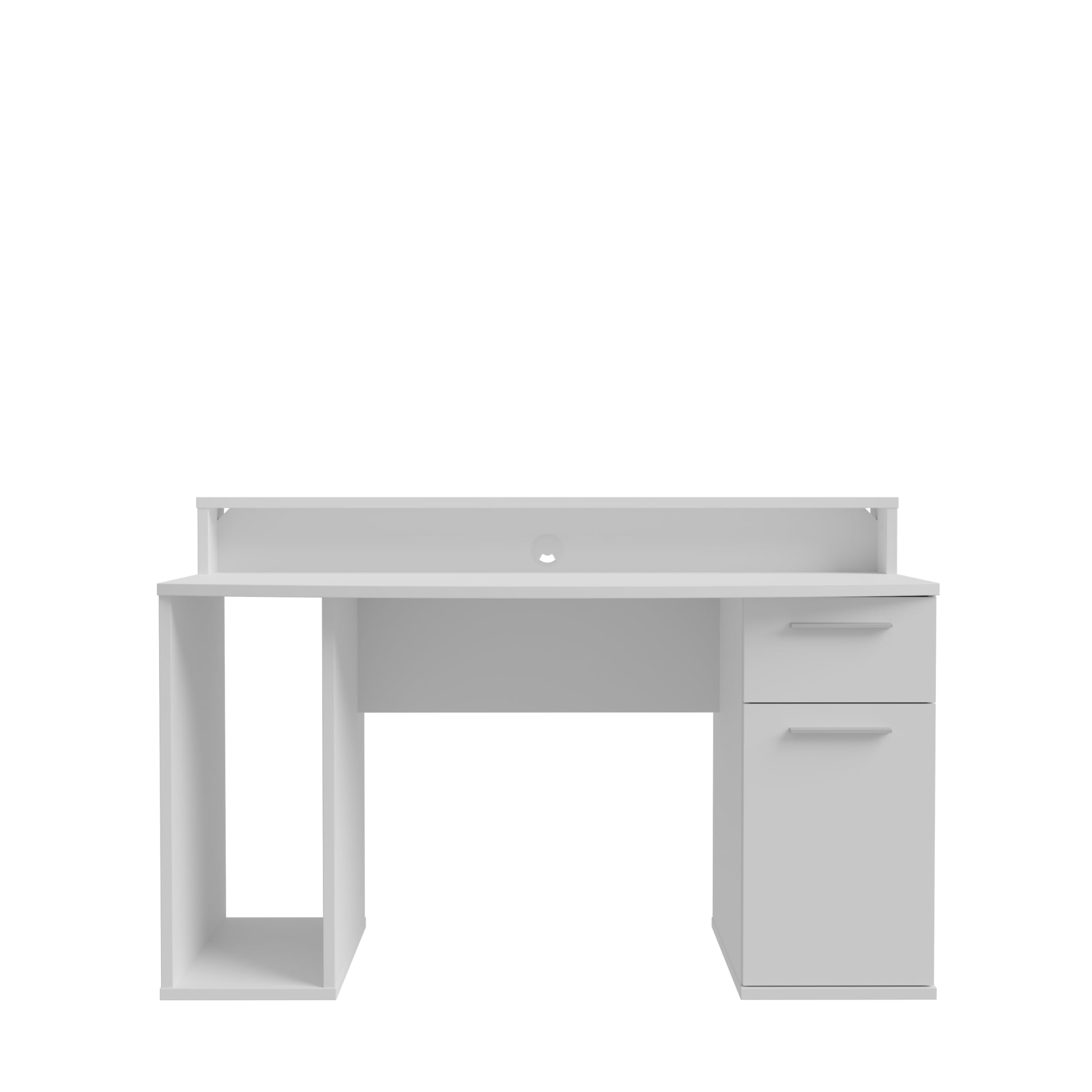 FORTE AYO Schreibtisch 140, Weißer Schreibtisch mit 1 Tür und 1 Schublade, Modernes Home Office, Büro, Jugendzimmer, Holzwerkstoff, Weiß, 140 cm breit x 91 cm hoch x 65 cm tief