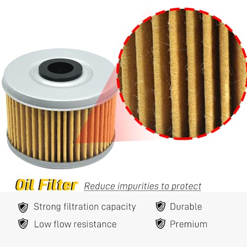 Image of Oil Filter Kit Compatible with Honda FourTrax 300 TRX300 TRX300FW TRX300EX TRX400EX Rancher 350 Foreman 400 450 500 520 Racher 420 Pioneer 500 520 TRX400FW TRX420 500 520 (Pack of 2)