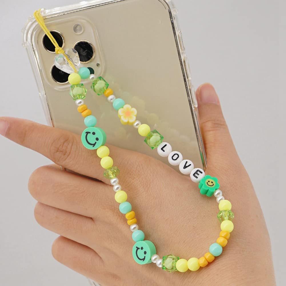 Handy-Anhänger Mit Blumenmotiv – Y2K-Perlen, Buntes Band, Als Schlüsselanhänger Oder Taschen-Deko (3 Stück)