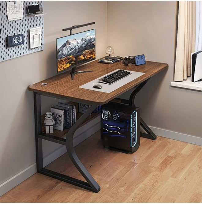 Modern Writing Desk Small Home Office Computer Desk with Metal Leg 100 CM