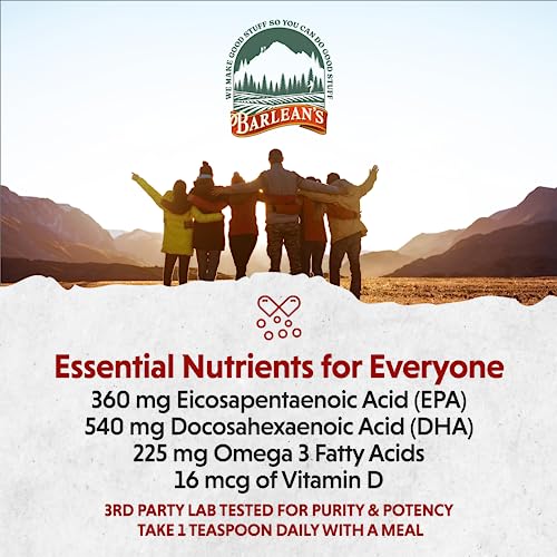 Barlean's Cod Liver Oil Liquid Supplement, Omega 3 Fish Oil With 900Mg Epa And Dha Plus Vitamin D, Supplements For Joint, Brain, And Heart Health Support, Lemonade Flavor, 8 Oz #TOP4