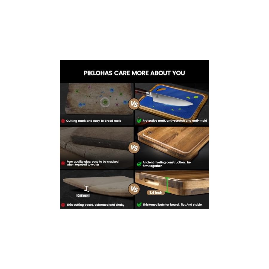 Acacia-Wood-Cutting-Boards-Large-Set-of-7-Charcuterie-Chopping-Board-for-Kitchen-with-Holder-Plastic-Serving-Board-Mats-Juice-Groove-Reversible-Butcher-Block-for-Meat-Cheese-Bread Acacia Wood Cutting Boards Large Set of 7, Charcuterie Chopping Board for Kitchen with Holder, Plastic Serving Board Mats, Juice Groove, Reversible Butcher Block for Meat Cheese Bread