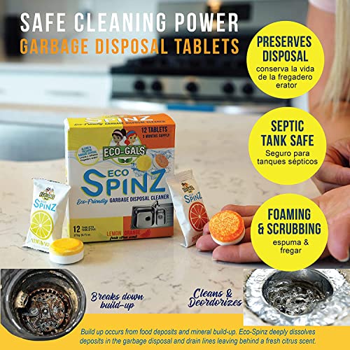 Eco-Gals Eco Spinz Garbage Disposal Cleaner And Deodorizer For Cleaning Kitchen Sinks And Drains 6 Ct. Lemon & 6 Ct. Orange Citrus Scent #TOP1