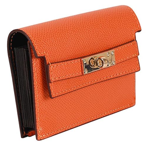 Pu Leather Small Credit Card Holder for Women Wallet Accordion Style Compact Womens Card Holder Wallet for Women Card Case Organizer (Orange)
