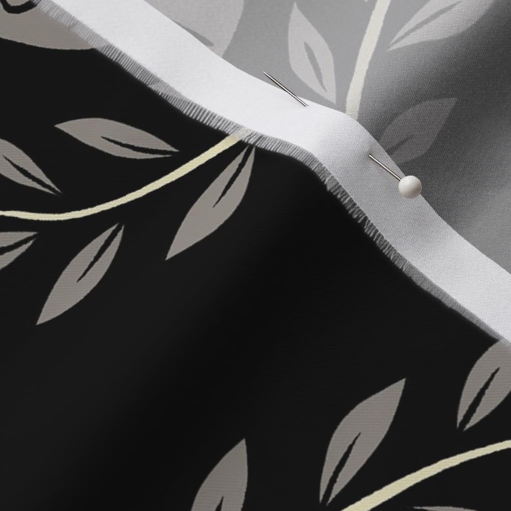 Spoonflower Fabric - Spooky Moth Damask Black Skull Halloween October Deaths Head Bone Printed on Organic Cotton Sateen Fabric by The Yard - Sewing Quilting Apparel Home Decor