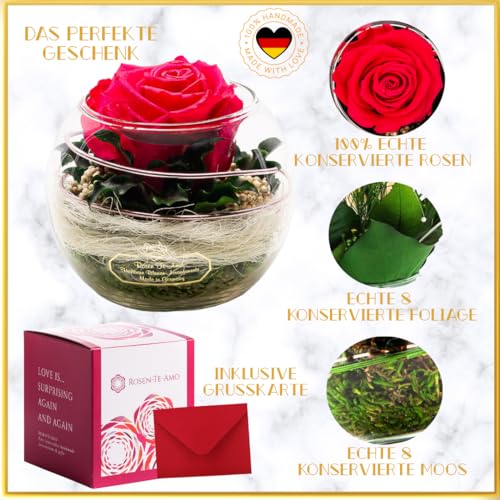 Ewige Rose im Glas mit Rosenduft, handgefertigt