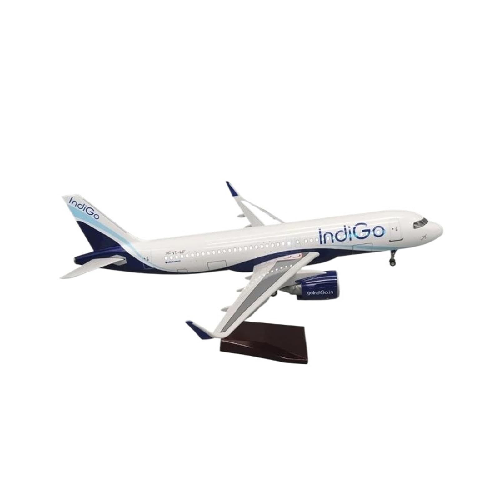 Odlewane zabawki samolotowe Skala 47 cm Duży model zabawkowy samolotu do modeli samolotów A320 Indigo Odlewane samoloty Z oświetleniem LED Kolekcja zabawek do zbierania i wyświetlania (z lampą)