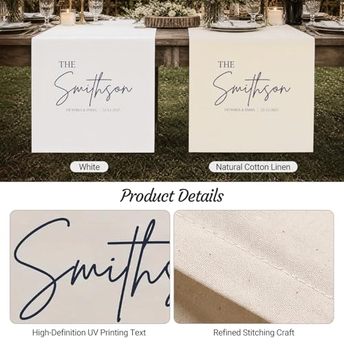 Image of Custom Wedding Table Sign, Personalized Fabric Wedding Banner Table Decor | Mr & Mrs Canvas Sweetheart Table Decor, Wedding Sign for Table, Wedding Welcome Sign, Customized Table Runner with Name