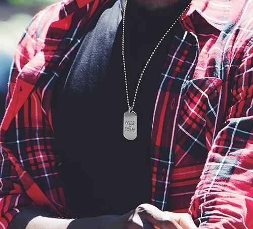 Mister Boncuk® MiliChain Premium Dog Tag kette aus Edelstahl - Herren Halskette mit Gravur - Militär kette Personalisiert