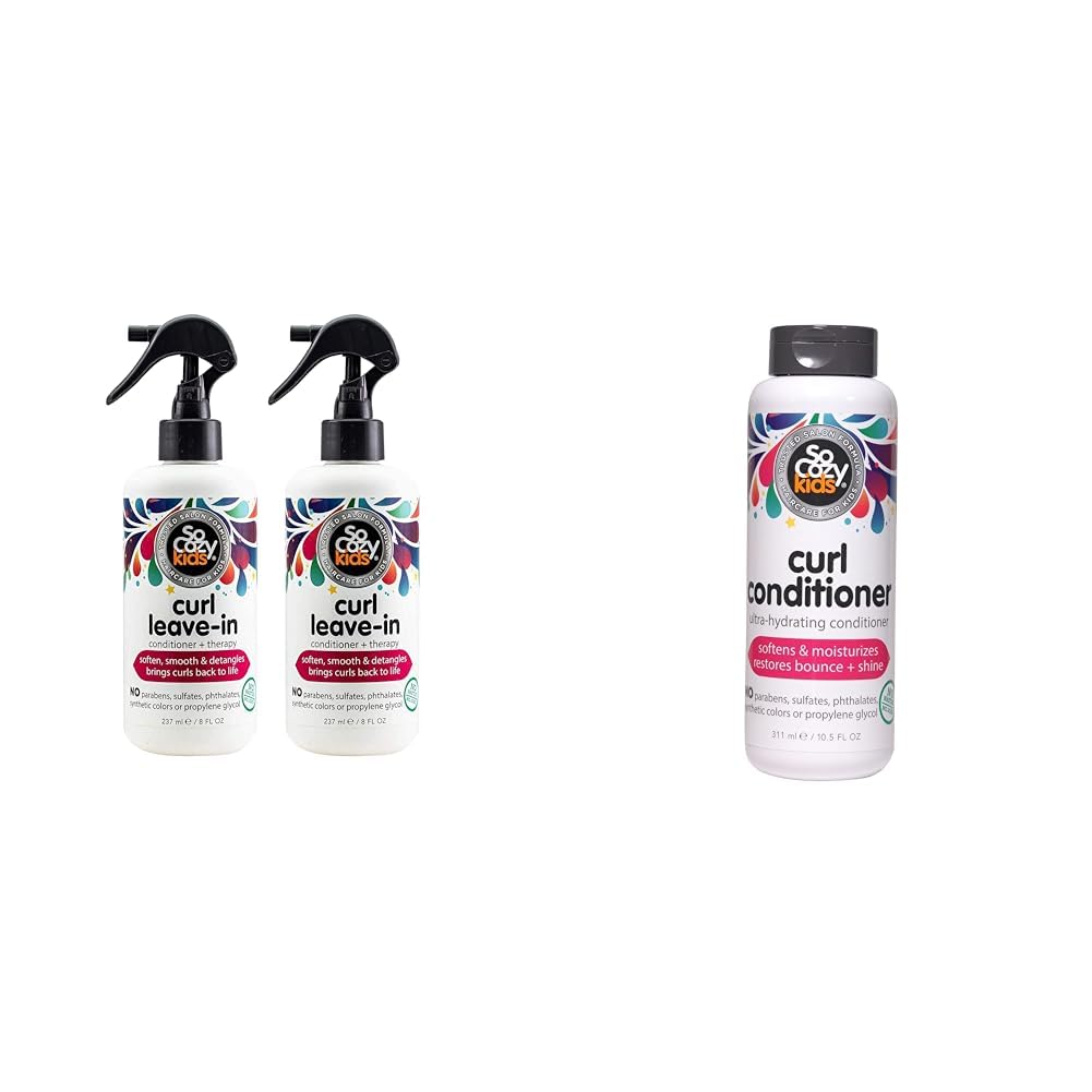 SO COZY Leave-In Conditioner for Kids - Curl Spray Detangles and Restores Bounce, Pack of 2 & Curl Conditioner Softens and Adds Shine, 10.5 Fl Oz