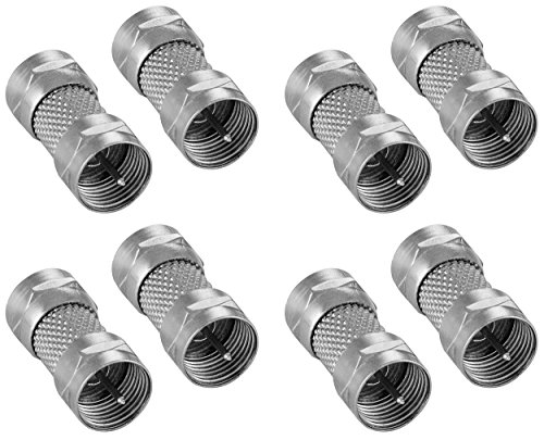 Poppstar - 8x Sat Adapter F-coupling (F-plug to F-plug), for coaxial cable - antenna cable, silver