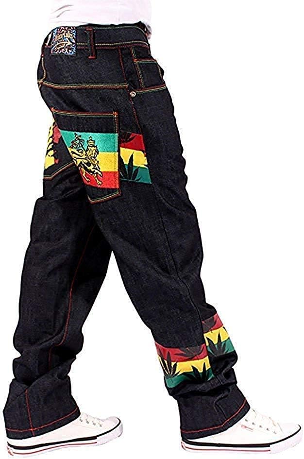 Money Talks Men's Rasta One Love Loose Fit Jeans