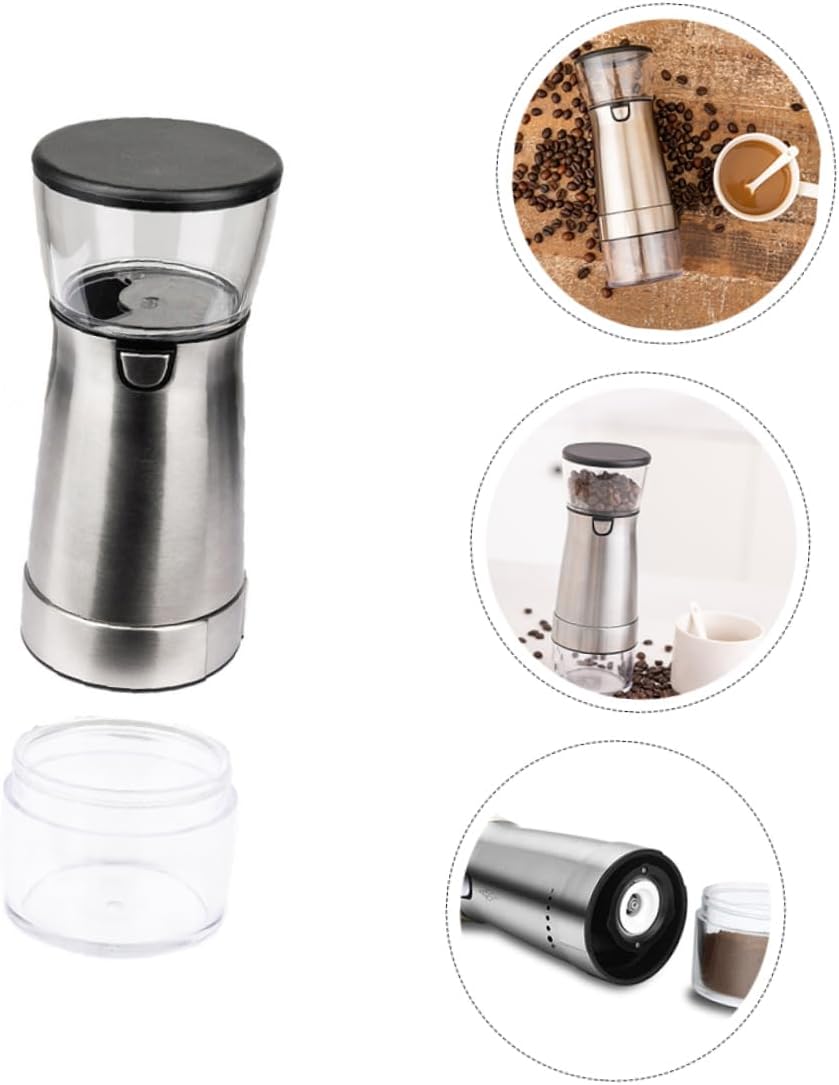 Electric Coffee Bean Grinder USB Rechargeable Compact Stainless Steel Mill with Coarseness Easy to Clean Multifunctional for Household and Kitchen Use