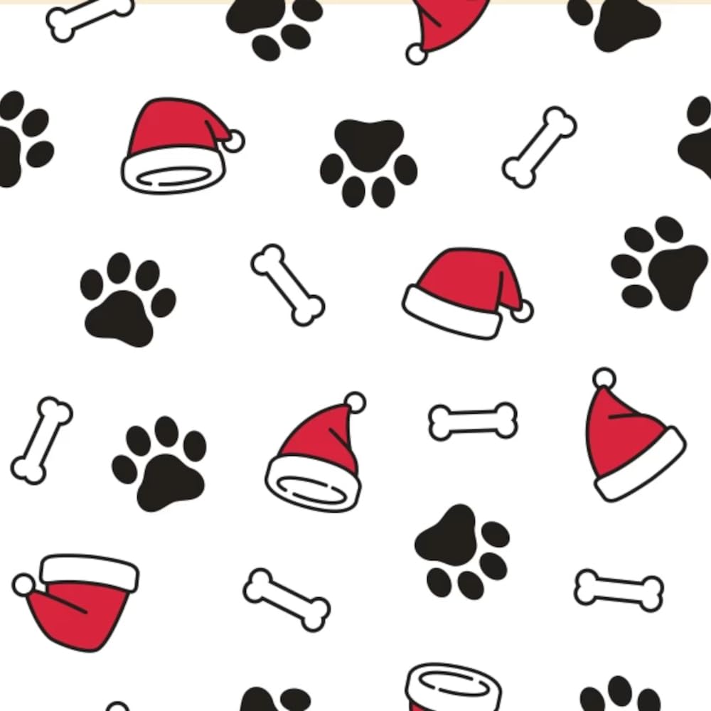Oh Sew Crafty Limited White Polycotton Fabric Christmas Xmas Seasonal Festive Paws Paw Prints 112Cm Wide (Price Per Metre) (White)