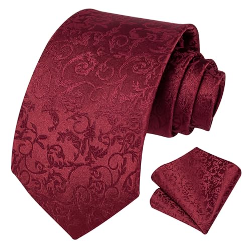 Image of HISDERN Ties for Men Paisley Floral Tie Handkerchief Classic Woven Business Formal Necktie and Pocket Square Set Wedding