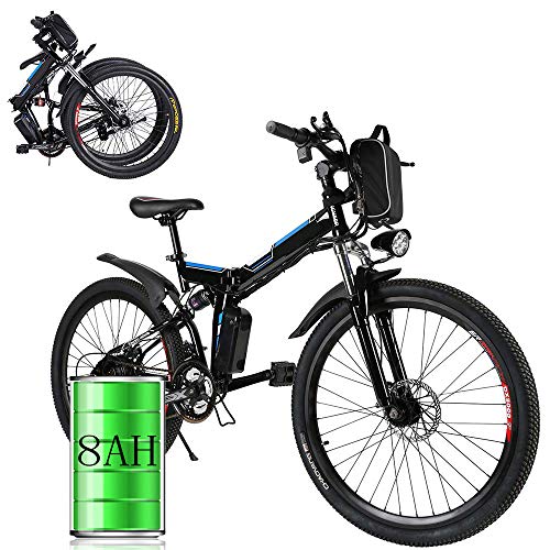 Bunao Bicicleta eléctrica de montaña, Batería 36V 8AH E-Bike 7 Sistema de Transmisión de Velocidades con Linterna con Batería de...