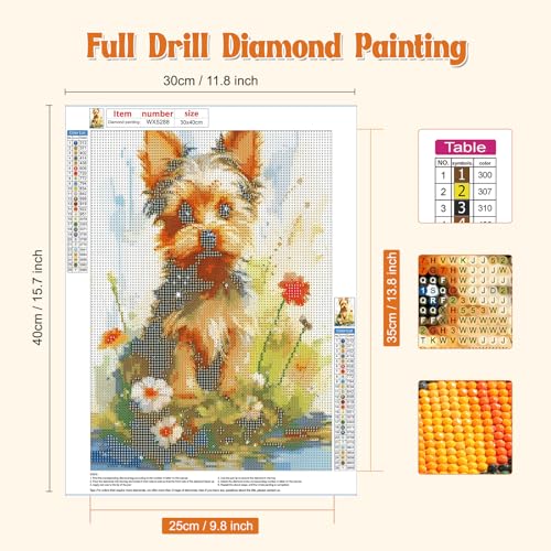 NAIMOER Dog Diamond Painting Kits for Adults DIY Full Drill 5D Diamond Painting Animals Diamond Art Kits Spring Diamond Painitng Kits for Relaxation and Home Decor 30x40cm - Image 2
