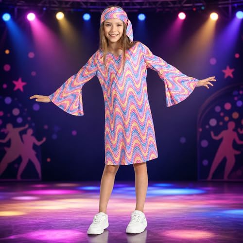 Disfraz Leadtex Disco 70s Para Niñas Rosa Talla 6-8 años miniatura 3