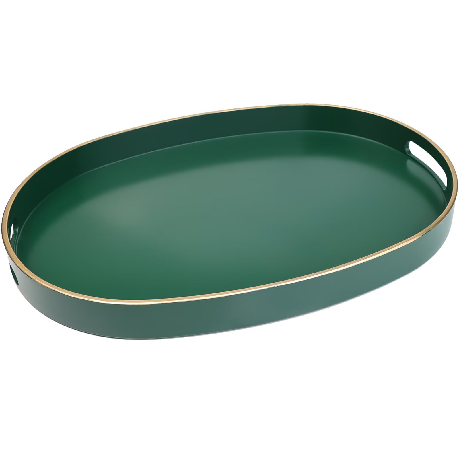 Photo 1 of Spsyrine Dark Green Plastic Serving Tray for Ottoman, Coffee Table, Oval Decorative Tray for Entertaining, Outdoor, Living Room, Home Decor