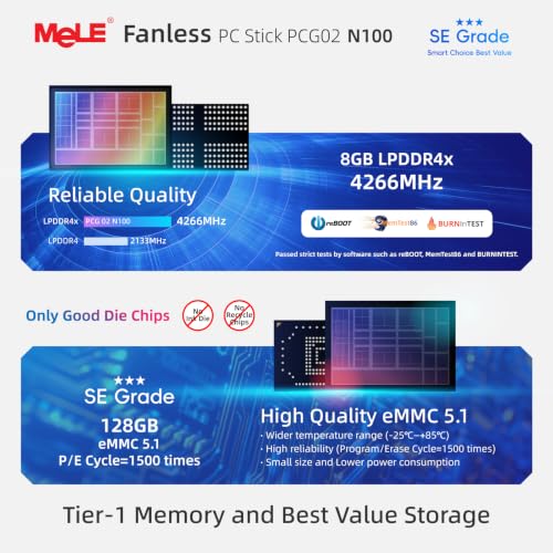 Image of MeLE SE Grade PC Stick PCG02 Fanless Mini PC N100 8GB RAM 128GB Storage