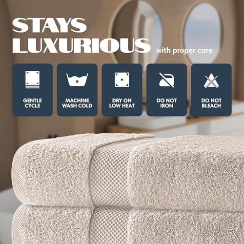 Image of White Classic Luxury Bath Towels Set of 4 Large - 700 GSM Cotton Ultra Soft Bath Towels 27x54 | Highly Absorbent and Quick Dry | Hotel Towels for Bathroom Luxury, Plush Shower Towels, Ivory