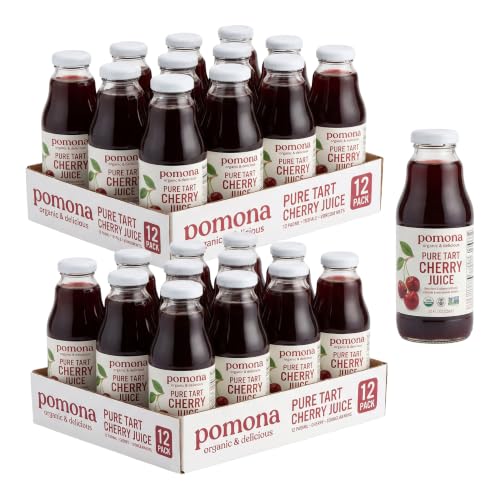 Pomona Organic Pure Tart Cherry Juice, Cold Pressed, Non-GMO, No Sugar Added, Not from Concentrate, Gluten Free, Kosher Certified, Preservative Free,8.4 Fl Oz (Pack of 24)