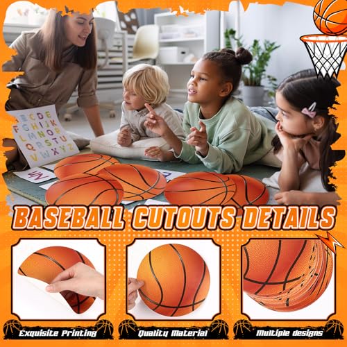 Image of TaoBary 24 Pcs 7.09in Basketball Cutouts in 6 Design Paper Basketball Bulletin Board Decorations for Birthday Classroom Poster Lockers Baby Shower DIY Wall Banner Sport Theme Party Supplies